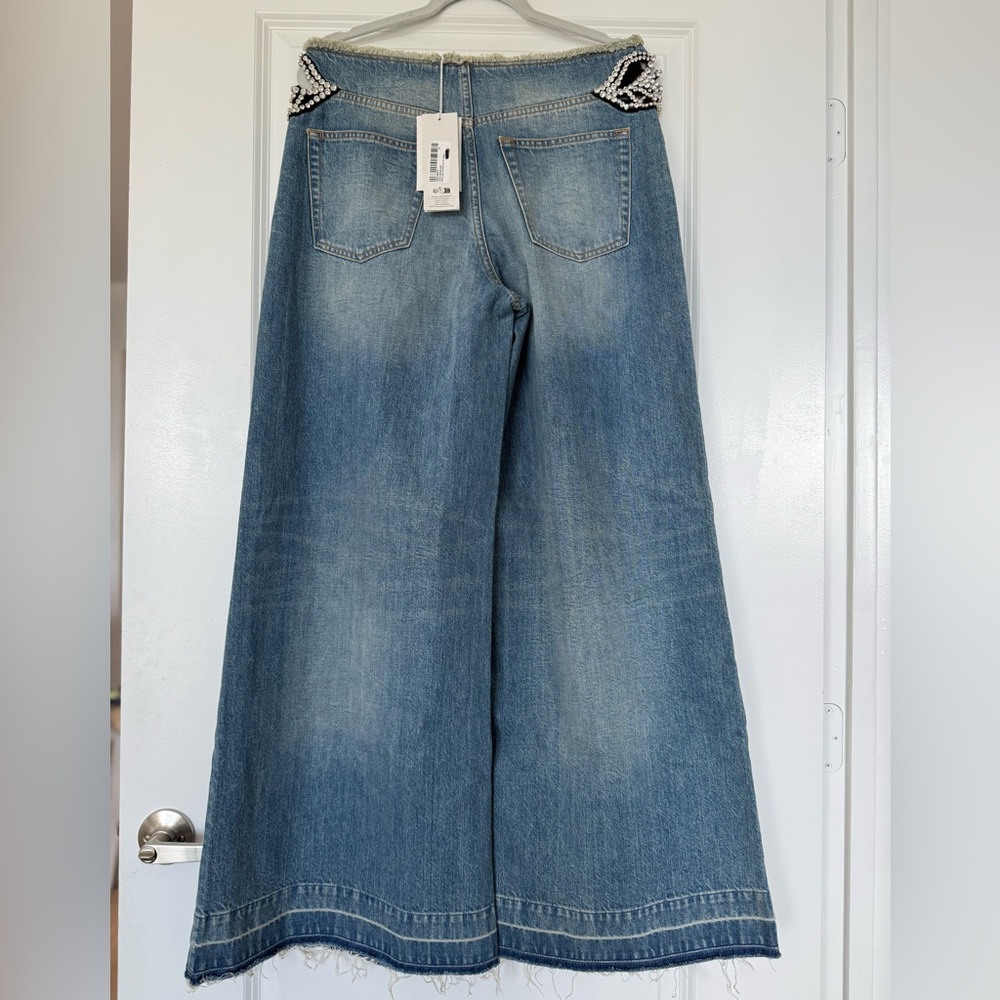 NWT Stella McCartney Diamanté Swirl Mid-Rise Wide Leg Jeans $2,600 29 - Picture 10 of 10